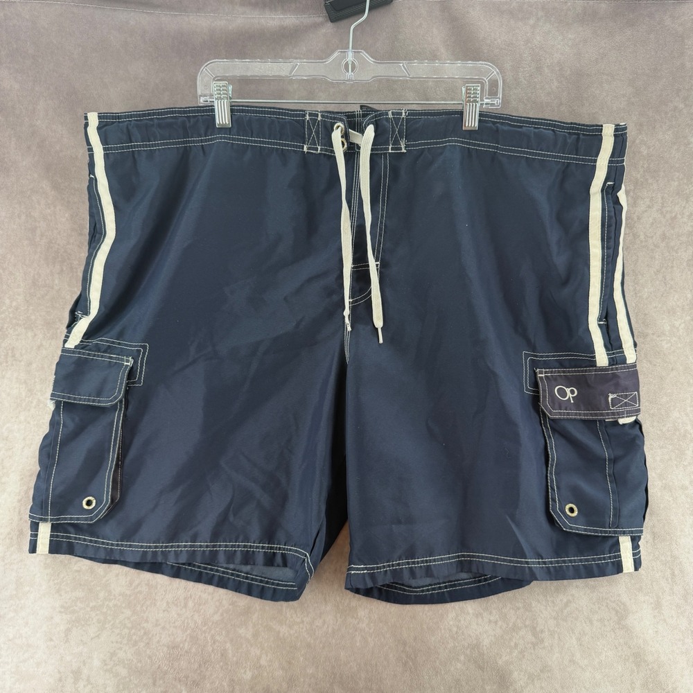 Mens Navy Blue Cargo Board Shorts Swim Trunks Mesh Lined 2XL 44-46 Nautical